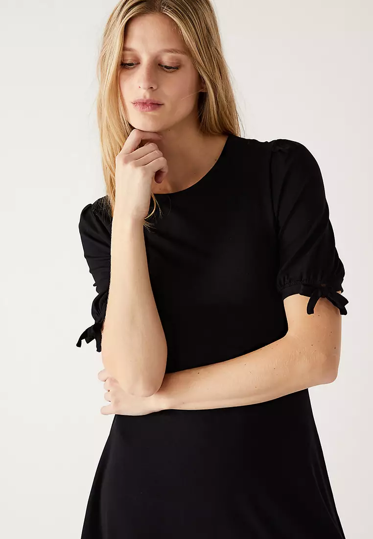 Jersey Round Neck Mini Skater Dress