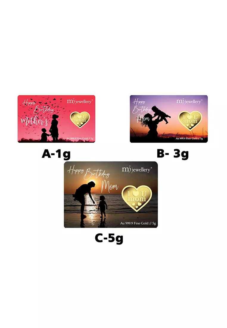 5G Gold Collection 999.9/24K Happy Birthday Mom Series Gold Bar (5g)