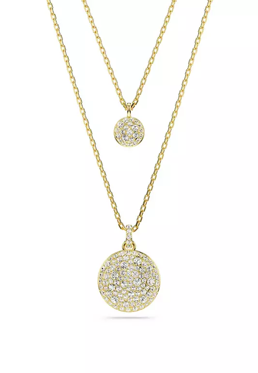 Meteora Layered Pendant, White, Gold-tone Plated