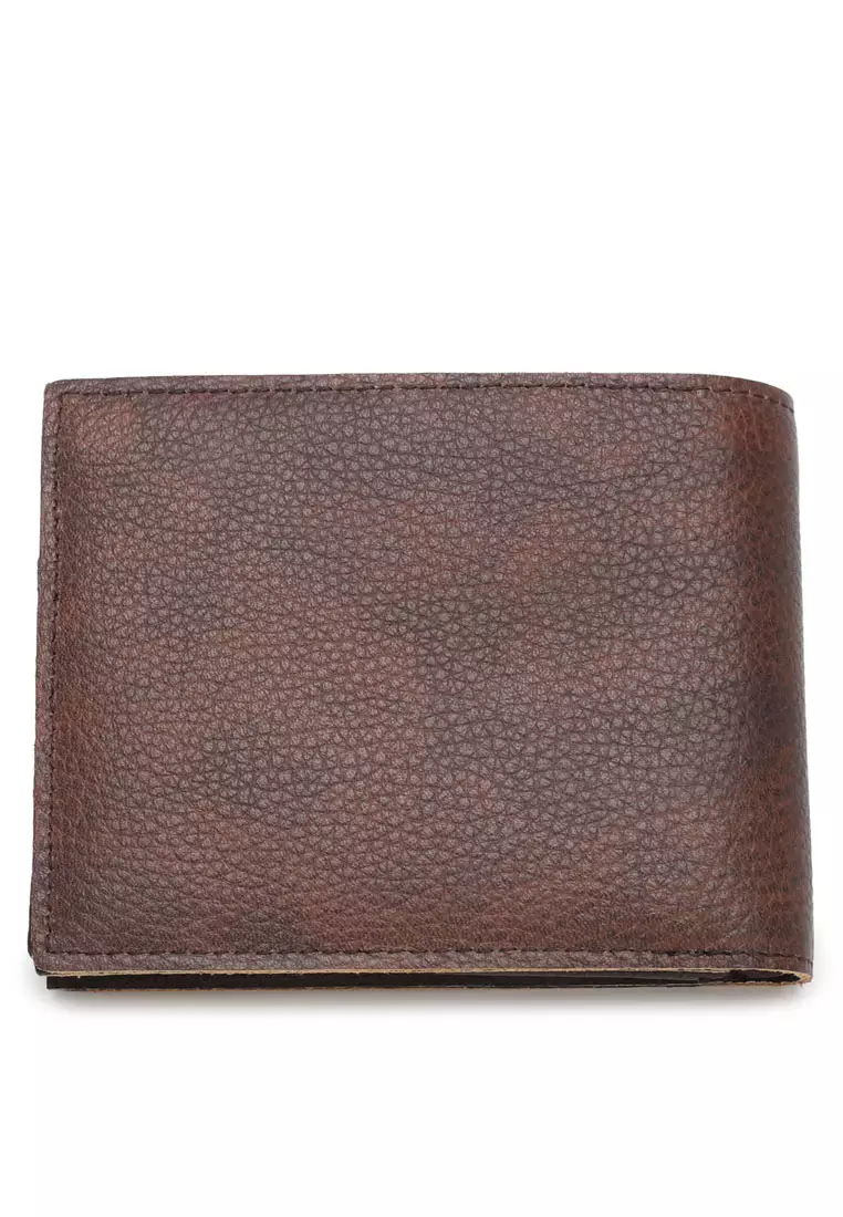 Kulit Genuine Dompet Pendek Pria (Men's RFID Genuine Leather Bi Fold Center Flap Short Wallet With Coin Compartment)
