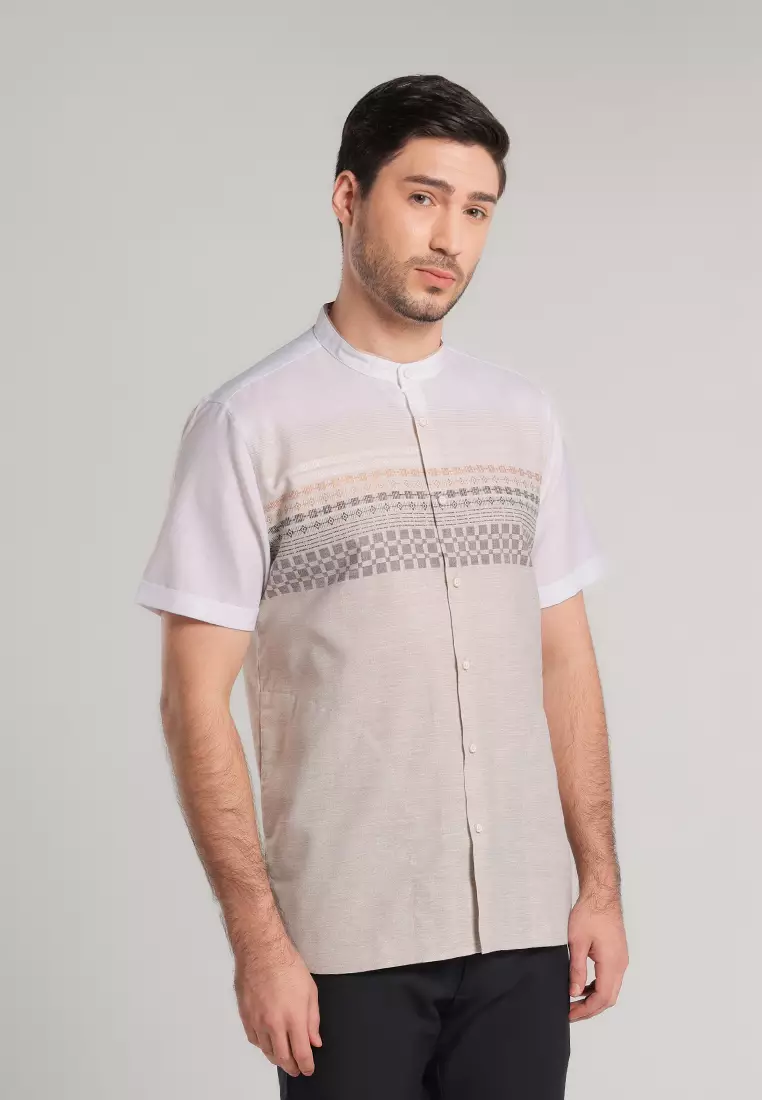 MOC Kemeja Koko Lengan Pendek Pria Adruzin - Khaki