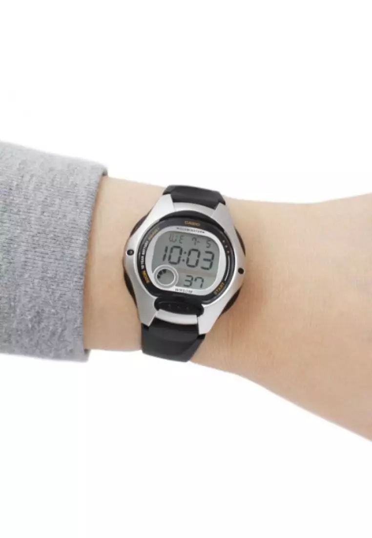 Kid's Digital Watch LW-200-1AV Black Resin Band Kids Watch