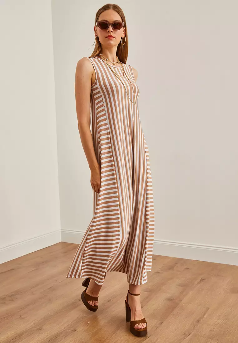 Striped Midi Casual Dress