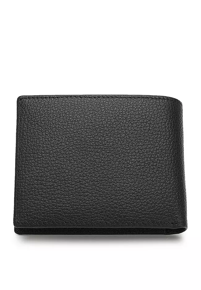 Genuine Leather RFID Short Wallet - Black