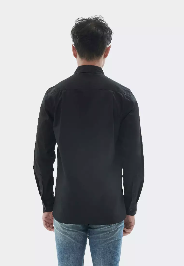 MANZONE Kemeja lengan panjang STAND-BLACK