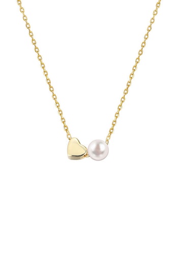 ZITIQUE gold Women's Simple Little Heart & Pearl Necklace - Gold 09268AC8B51EEAGS_1