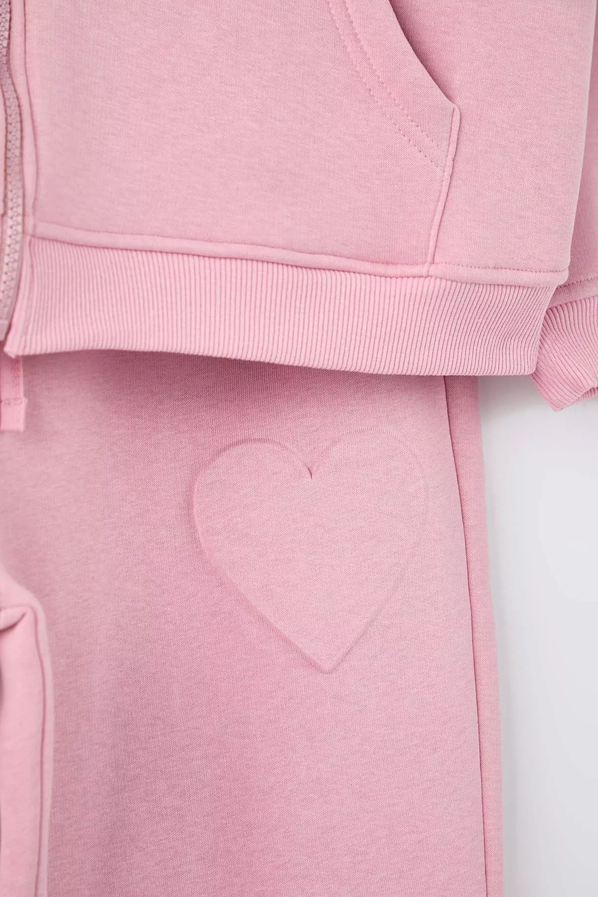 Pink Hooded Embossed Printed Sharodnlu Knitted Large Size Tracksuit Set Tbbaw26Ts00009