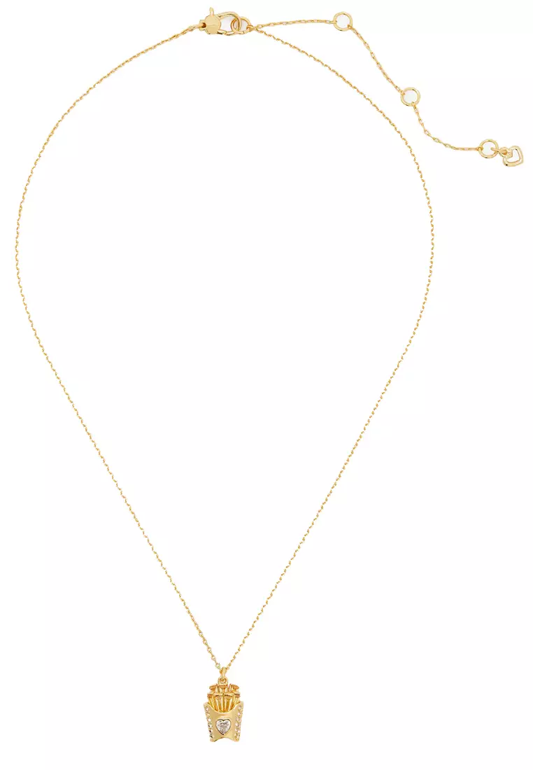 What A Snack Mini Pendant Necklace in Clear/ Gold KH540
