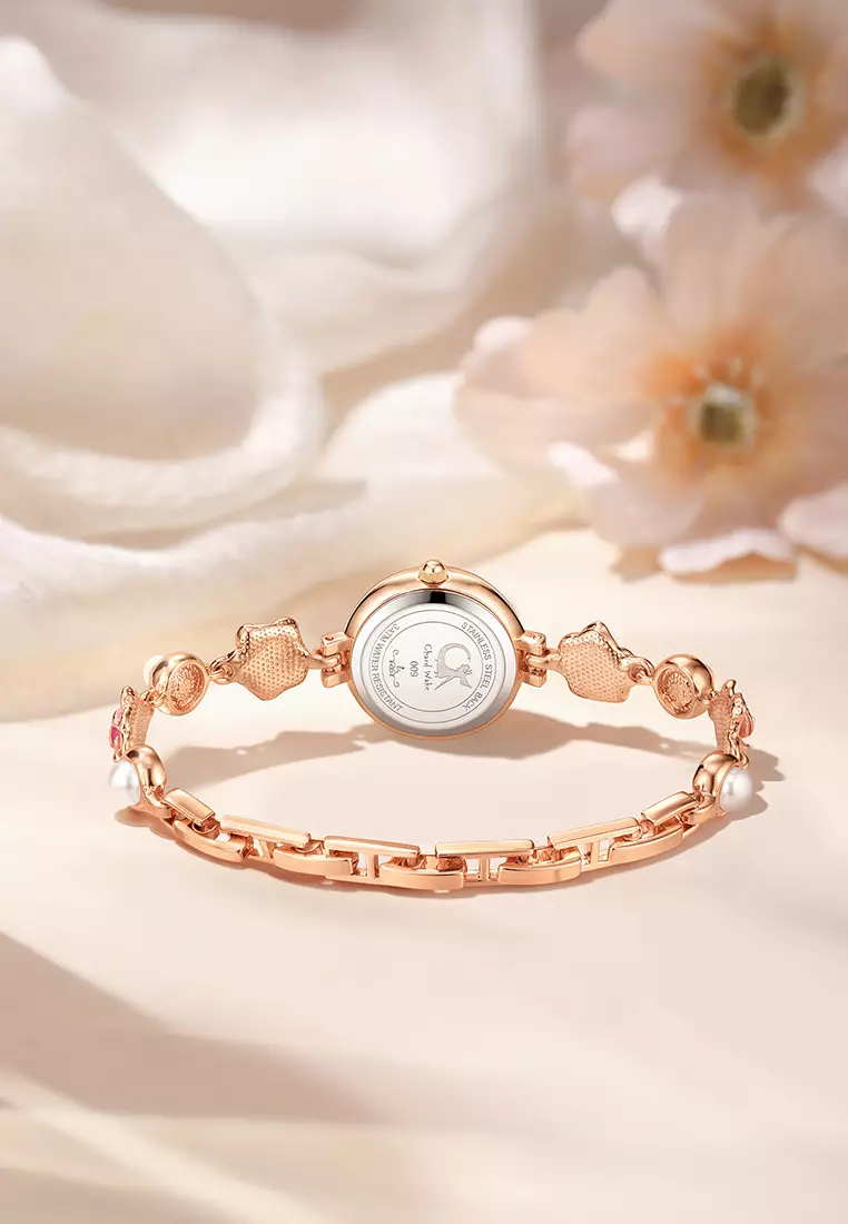 Jam Tangan Wanita Original Anti Air Tali Gelang Bunga-Bunga Korea Fashionn Jam Tangan Cewek pink