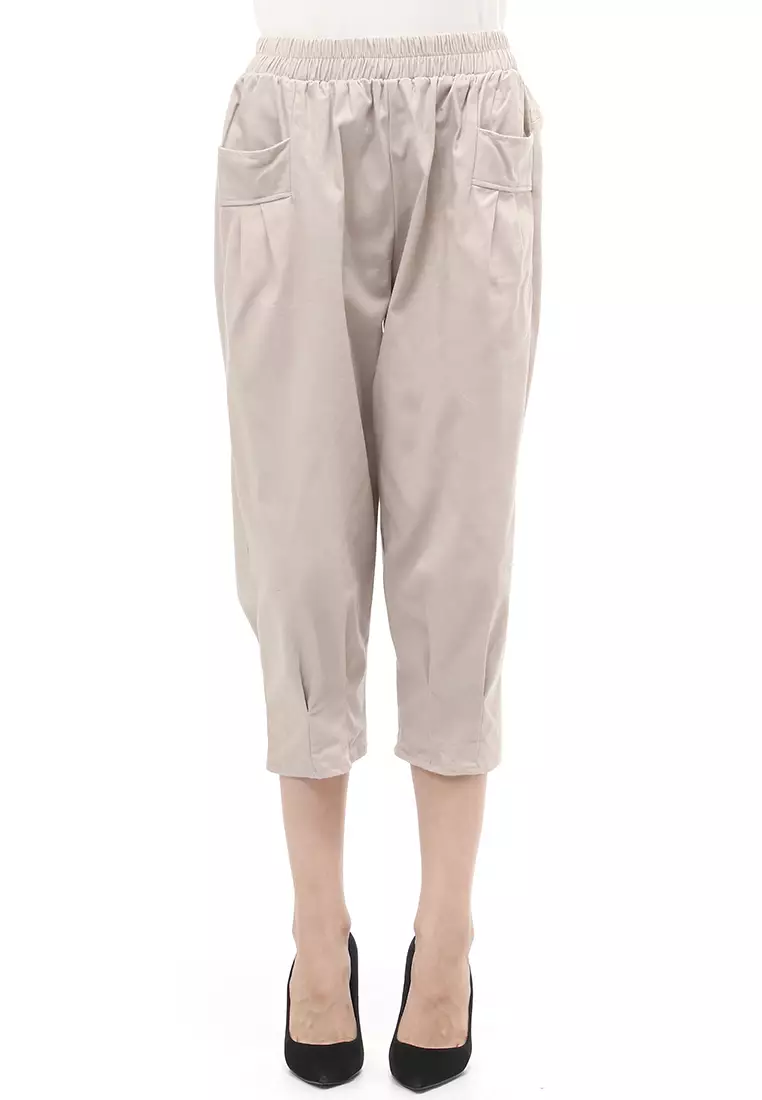 Radcliff Celana Panjang Ruberry Waist Bawahan Wanita Model Jogger Casual - Cream