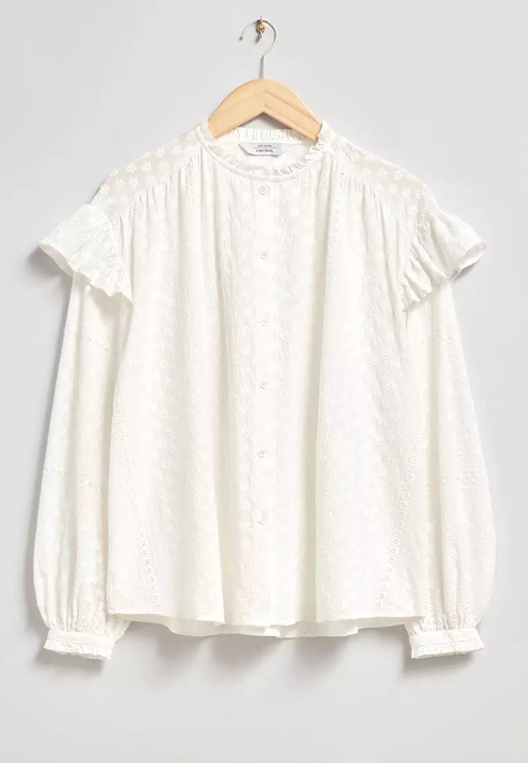 Frilled Floral Embroidery Blouse