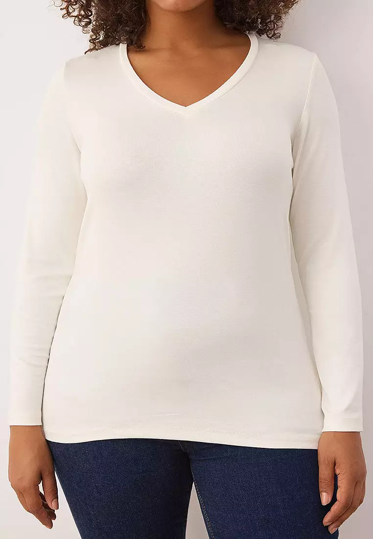 Plus Size V-Neck Fitted Top