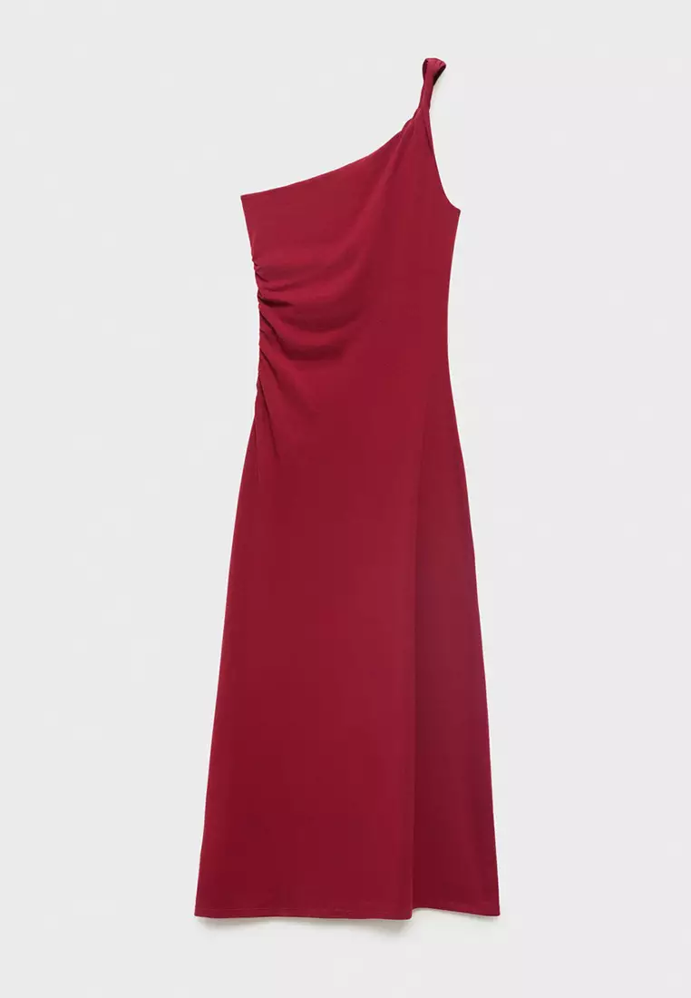 Asymmetrical Dress With Gathered Strap