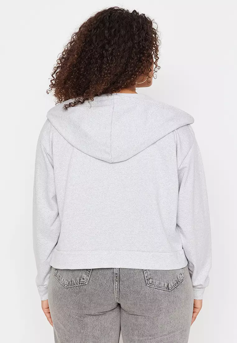 Thin grey top zip up hoodie