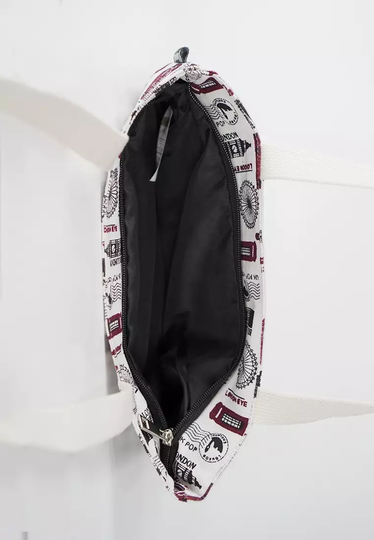 Tote Bag Tas Wanita Bahan Kanvas Penutup Resleting - London