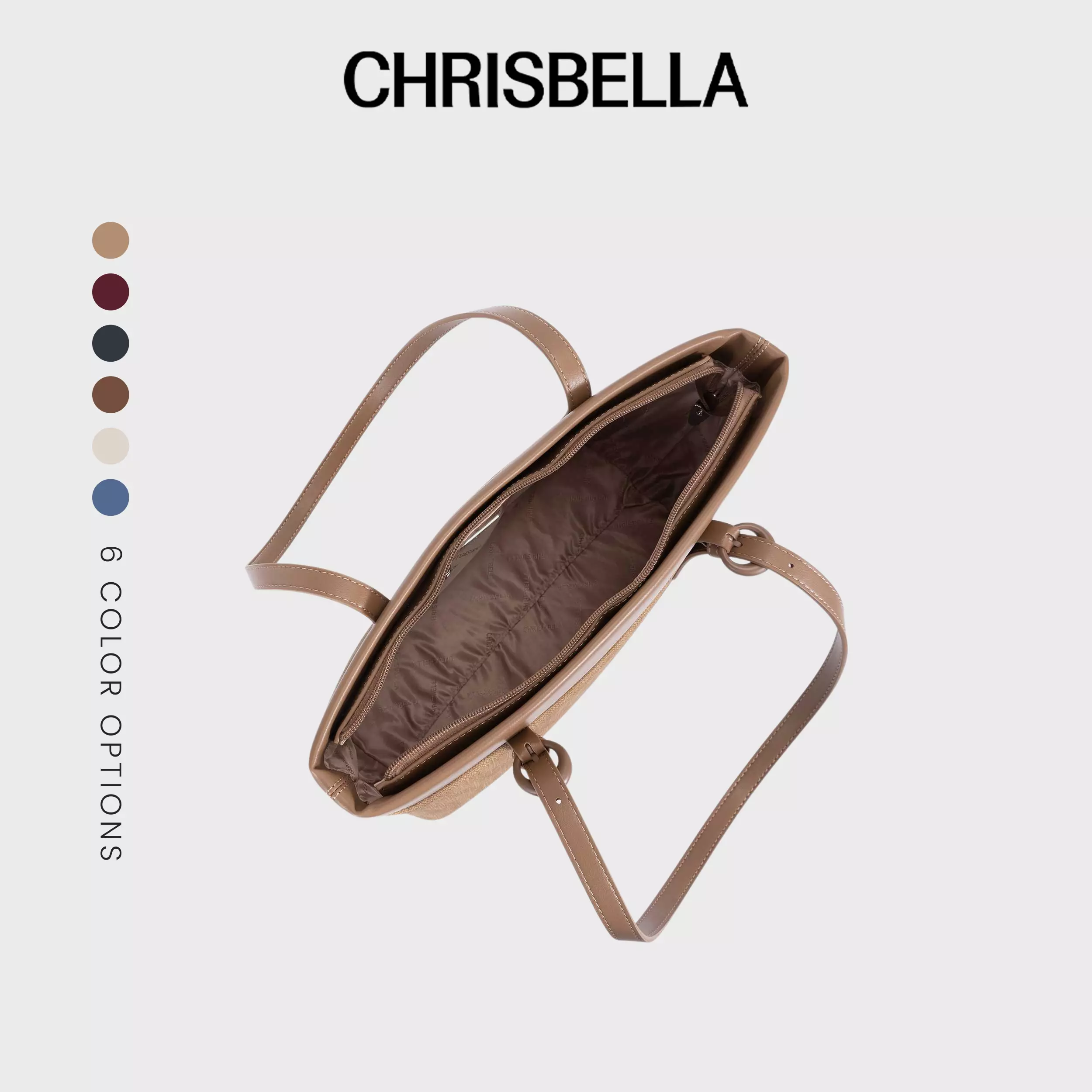 CHRISBELLA LENA WORK TOTE SET - KHAKI