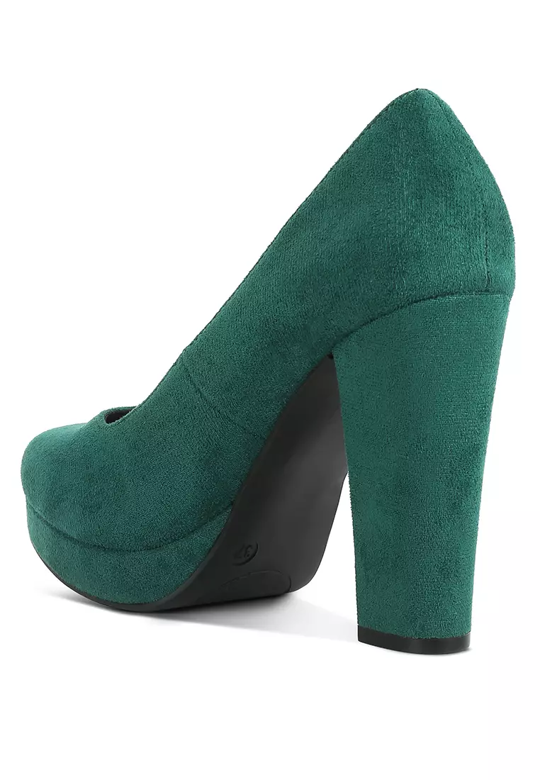 Green platform pumps shop