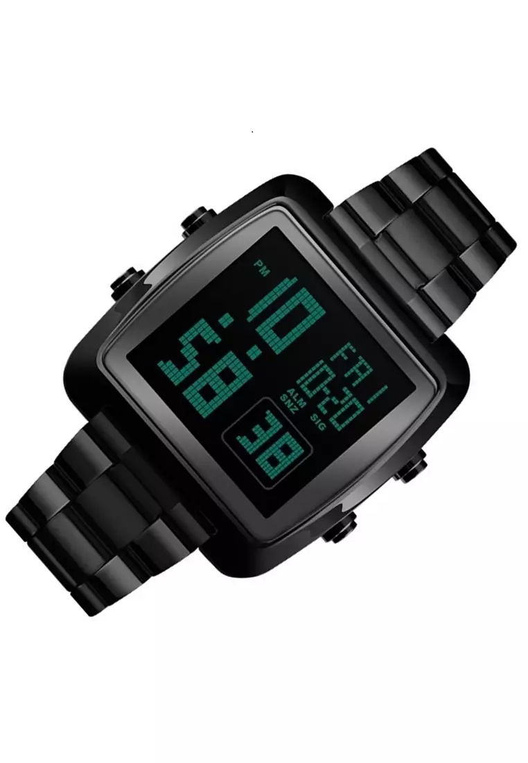Jam Tangan kasual Modern Digital Pria Waterproof 30m Strap Tali Material Stainless Steel AT43 ORIGINAL