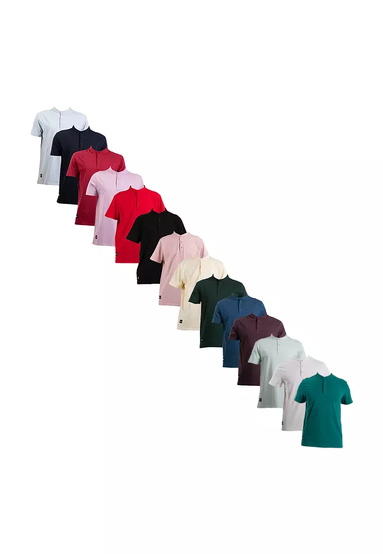 Forest Premium Weight Cotton Stretchable Mandarin Collar T Shirt Men Slim Fit Tee 23856-70DkPurple