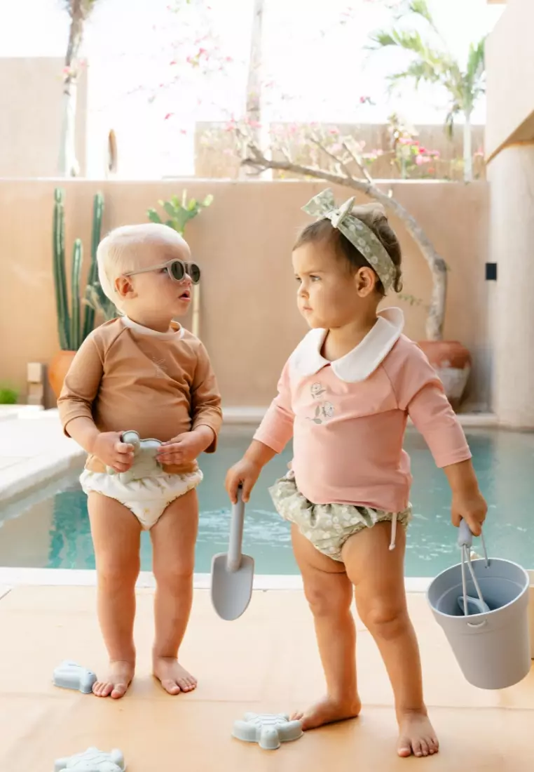 Noël Au Soleil Baby Round Collar Bébé Rashguard - Coral Pink