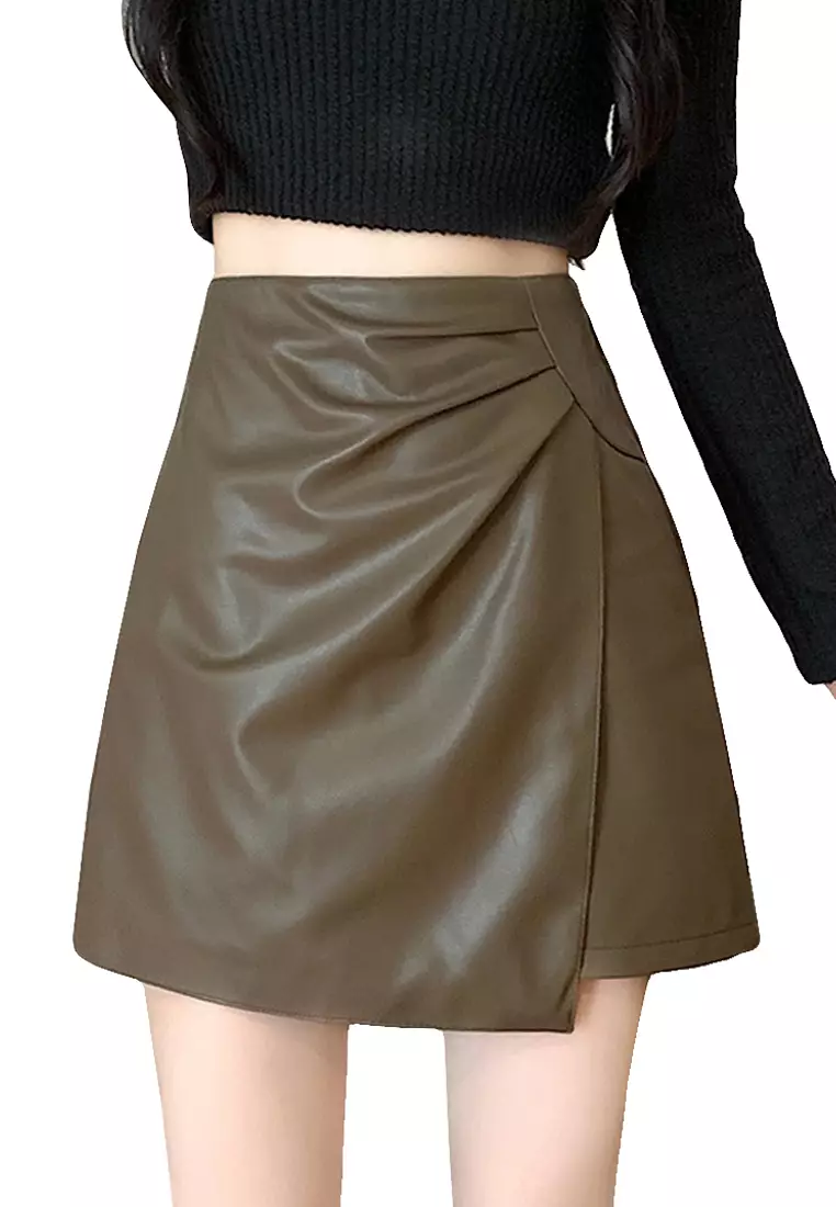 Leather shop skirt zalora