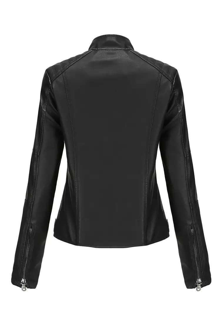 Slim Faux Leather Jacket AD-N767