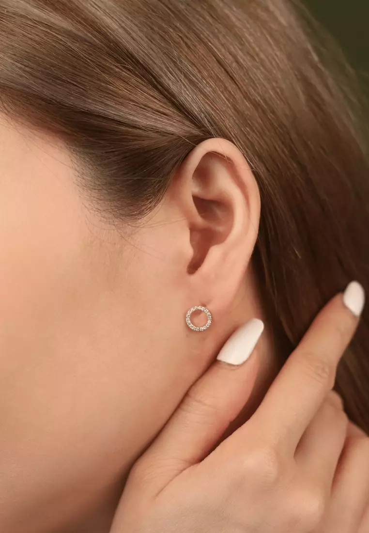 Diamond Halo Studs 14k Gold