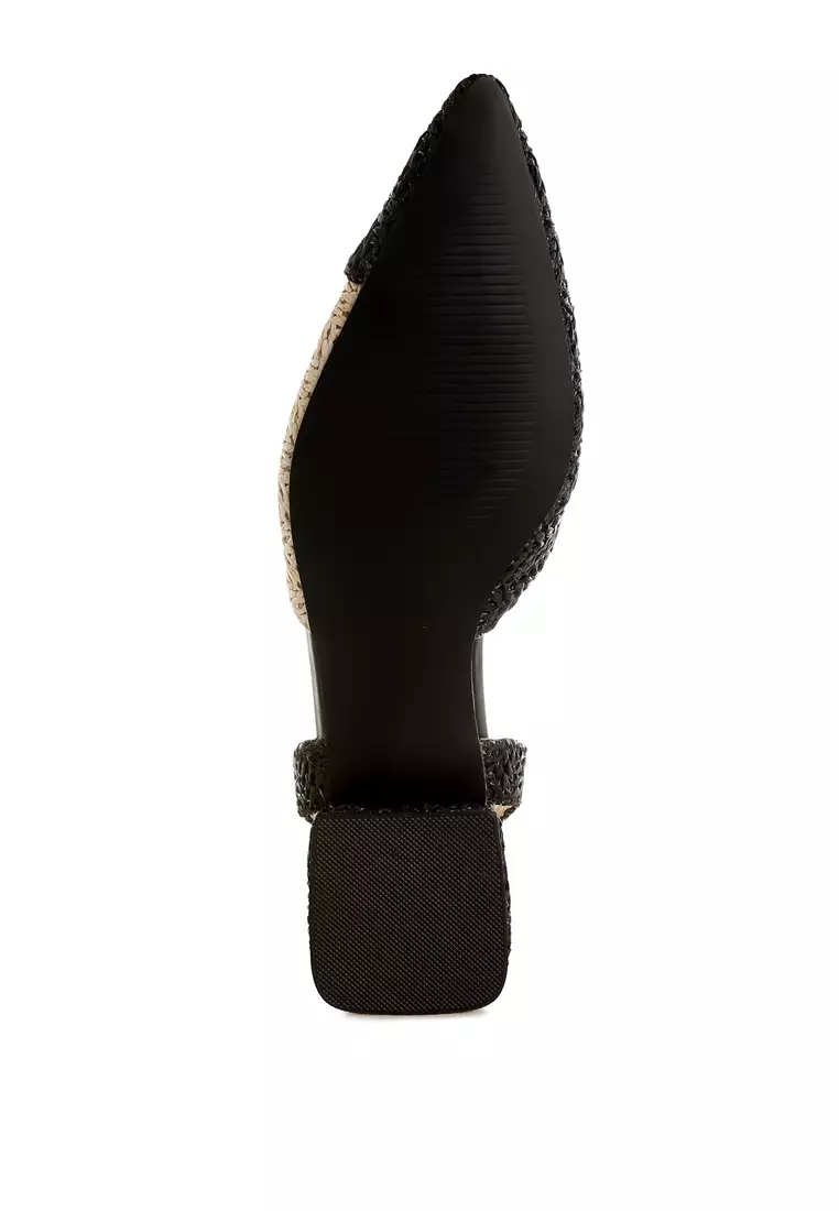 Pointy Toe Slingback Sandals in Black