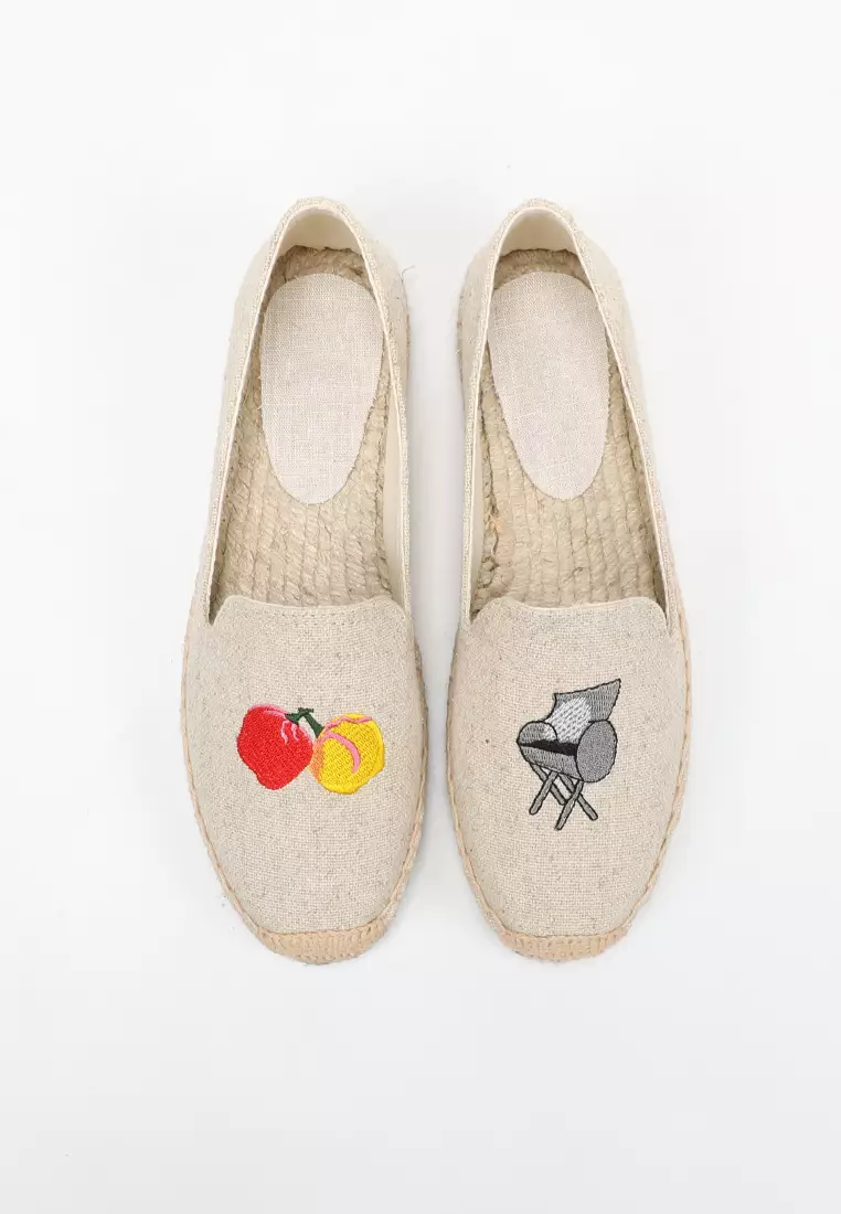 Embroidered Linen Espadrilles HB012