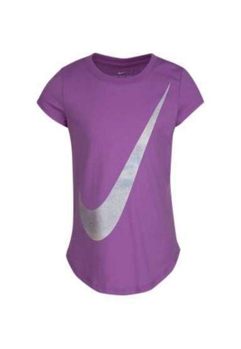 Nike purple Nike Girl's Swoosh Rise Print Short Sleeves Tee (4 - 7 Years) - Violet Shock 6E78FKAC4ED32AGS_1