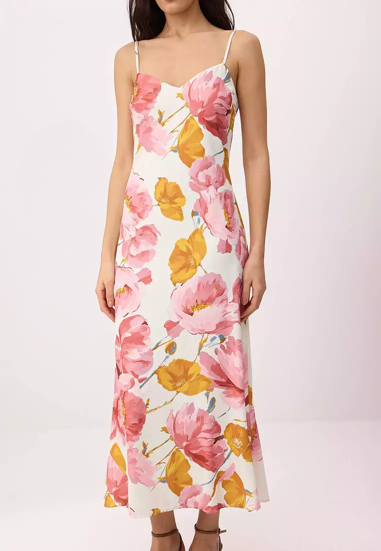Pink-Multicolored Floral A-Line Maxi Woven Dress Twoss23El2416