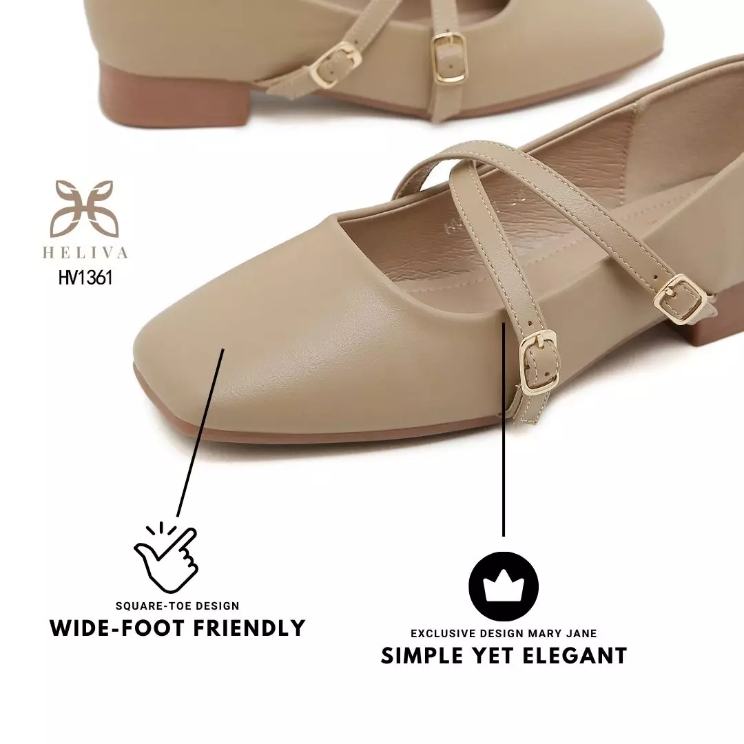Heliva Maelis Square-Toe Heels with Crisscross Strap 3.5cm HV1361