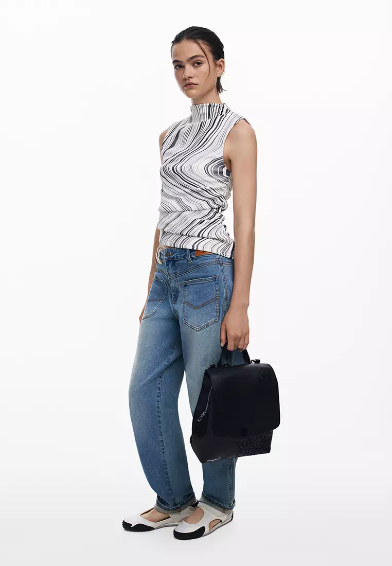 Small embossed flap backpack