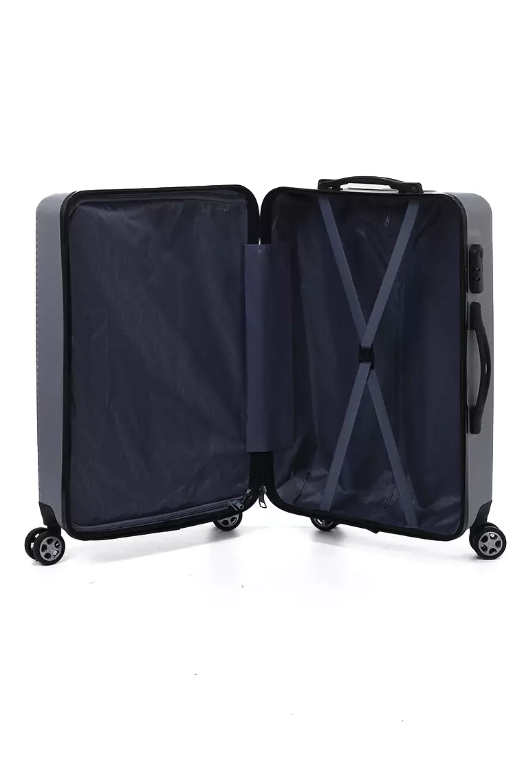 Isvara Tas Koper Hardcase One Set Unisex Large Compartment Suitcase Code Lock System Material ABS+PVC Coated ORIGINAL - Gray