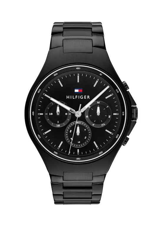 Black Stainless Steel Bracelet and Black Dial Quartz Multifunction Watch - TH1792055