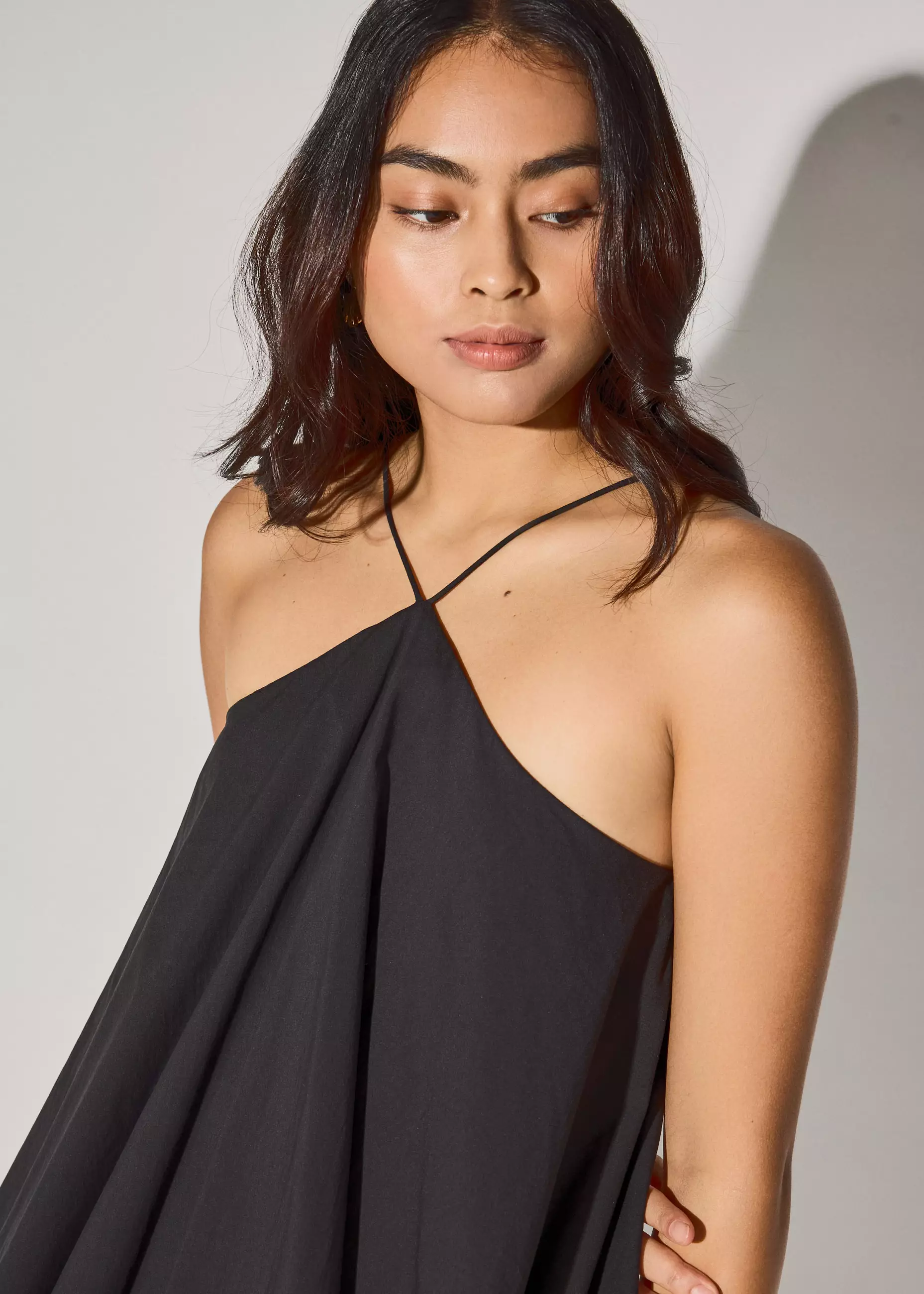 Dress Wanita - Cotton Tiered Halter Neck Trapeze Maxi Dress