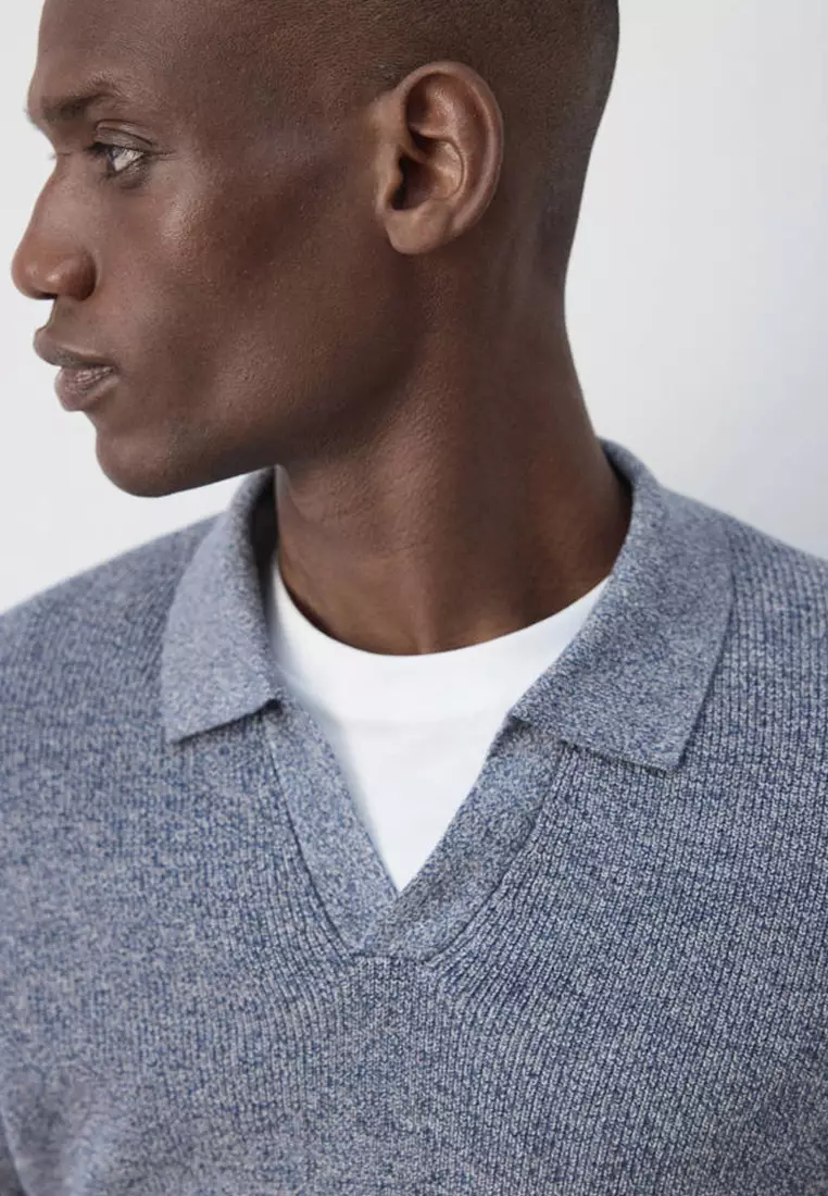 100% Cotton Ribbed Knit Polo Shirt