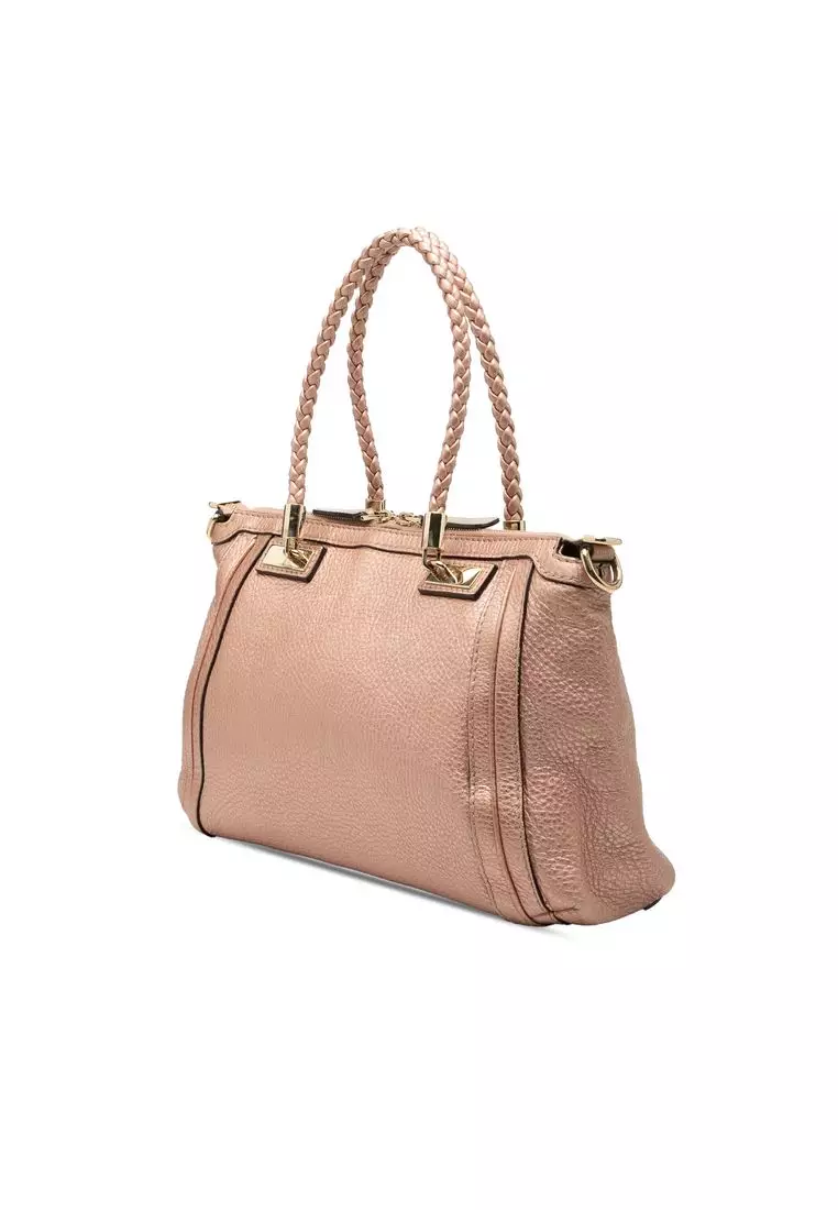Pre-Loved Gucci Metallic Pebbled Calfskin Bella Satchel