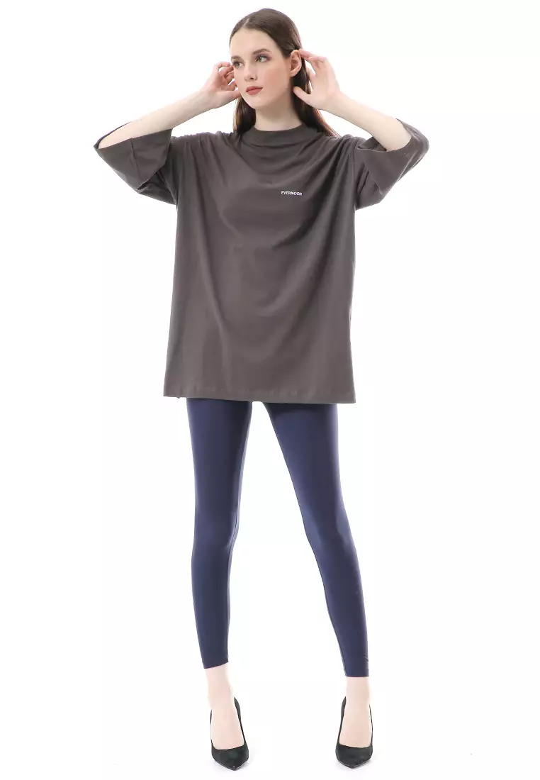 Wina Kaos Atasan Wanita Polos Basic Oversize- Dark Grey