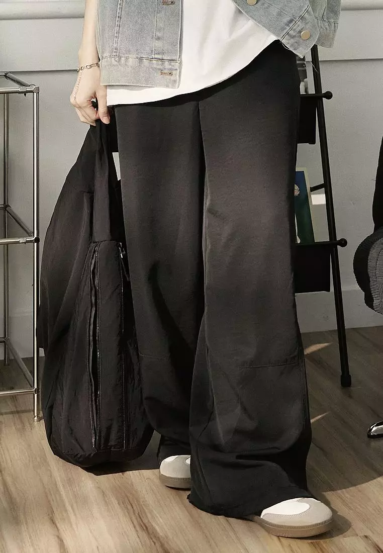 休閒素色車線口袋寬褲《BA7884》