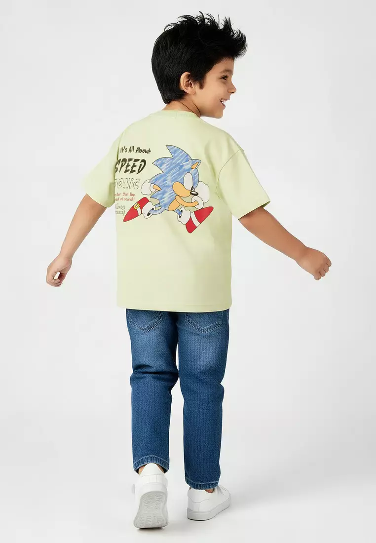 Babyshop Crew Neck Short Sleeves T-Shirt With Sonic The Hedgehog Print