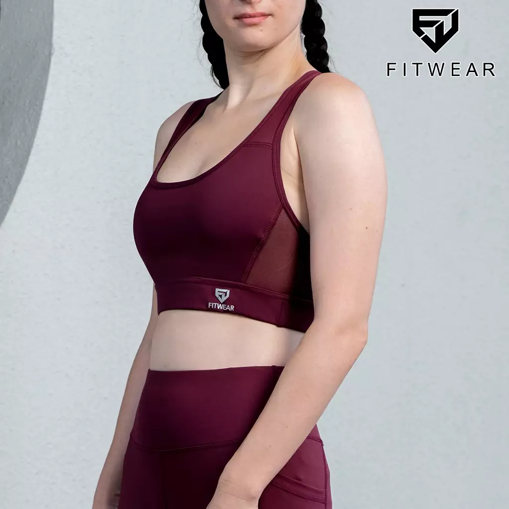 Fitwear Sportbra Olahraga Wanita YASMIN RACERBACK MESH - BURGUNDY