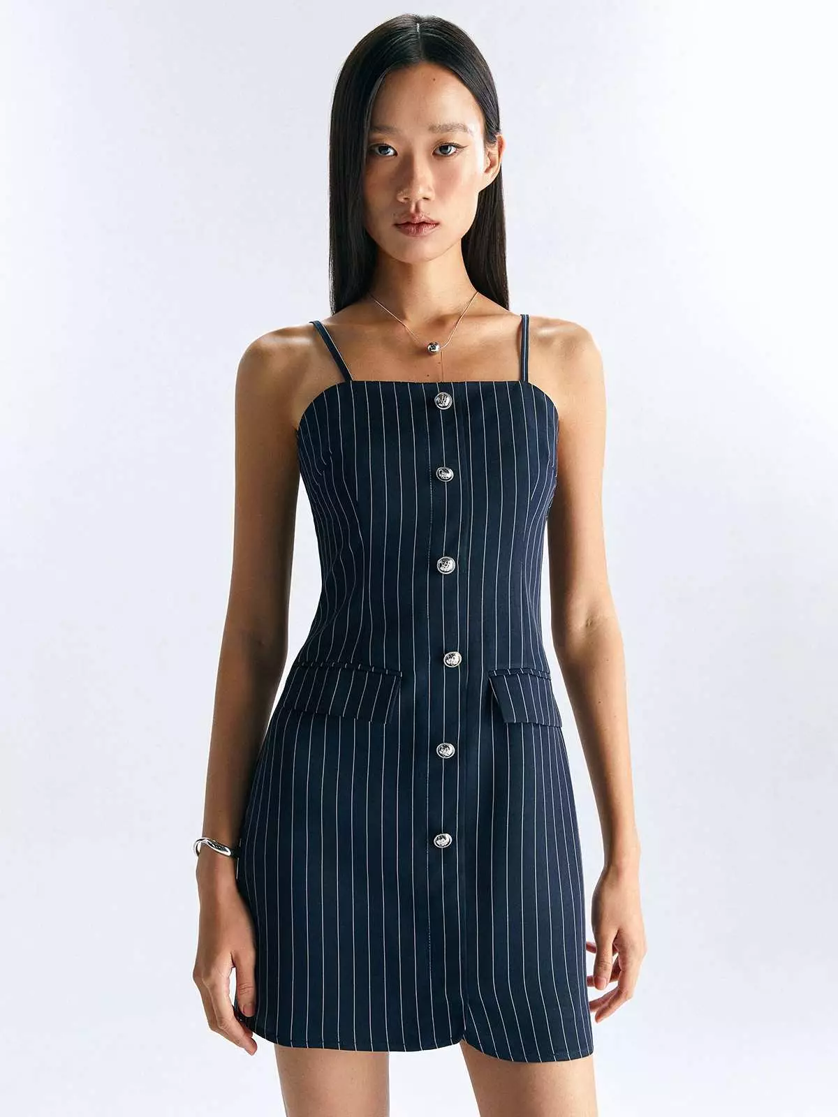 Jual Pomelo Fashion Pin Stripe A Line Mini Dress - Navy/White Original 2026  | ZALORA Indonesia
