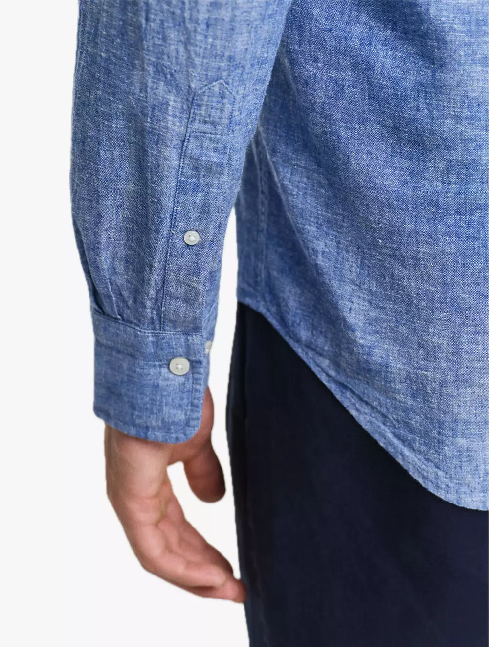 GANT - Pakaian Pria - Reg Cotton Linen Shirt - Rich Blue