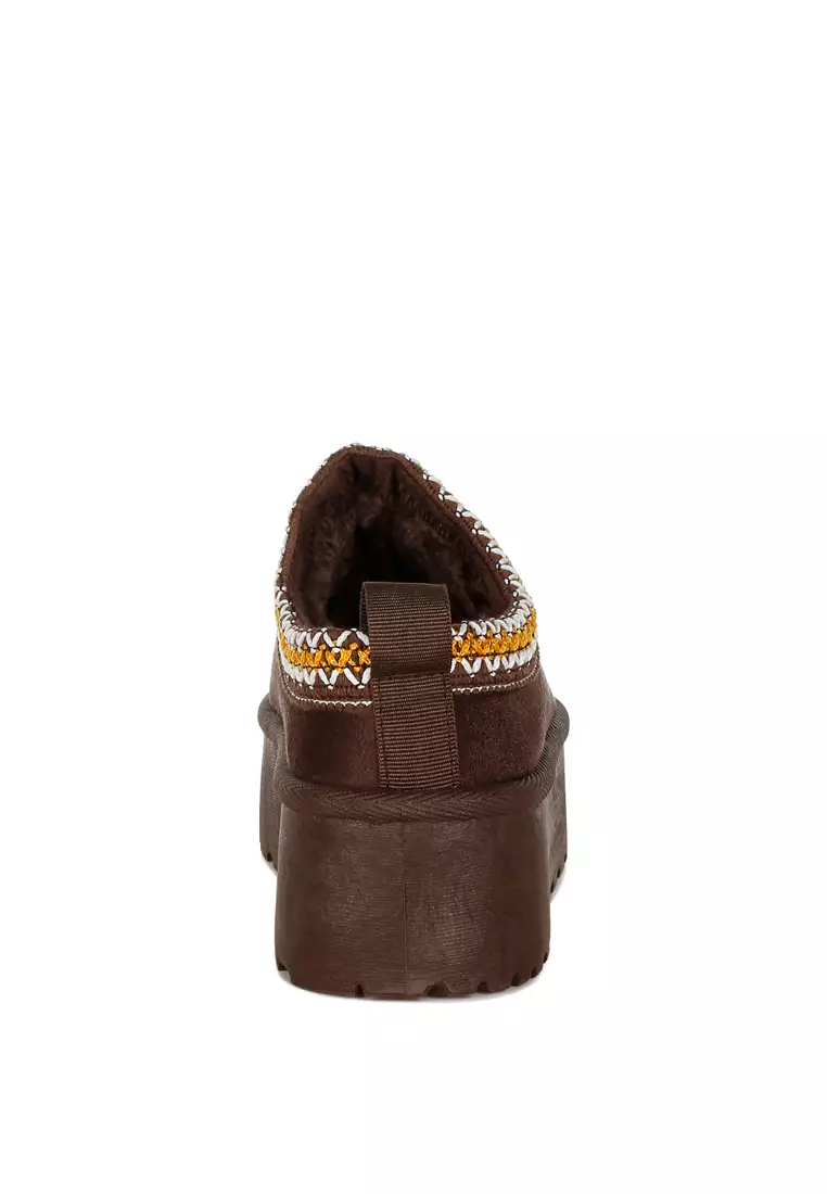 Embroidered Platform Classic Slip-On in Brown