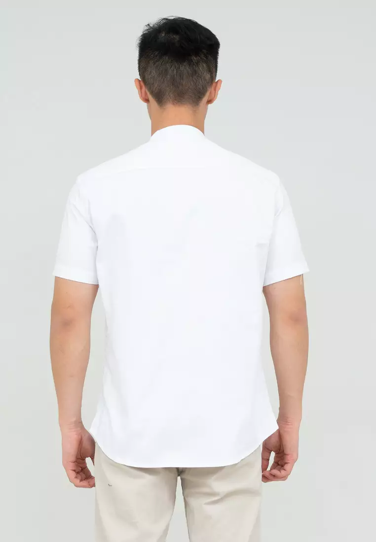 Houseofcuff Baju Koko Kemeja Lengan Pendek Pria Putih