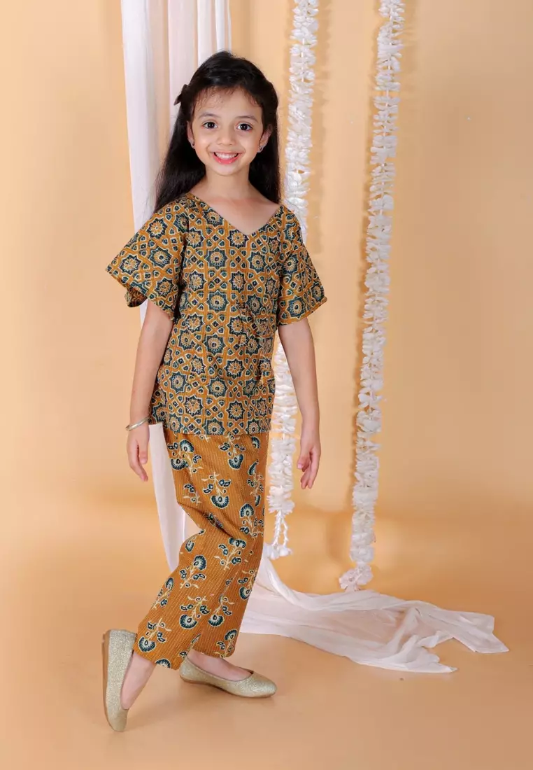 Rust Orange Girls Kaftan Set
