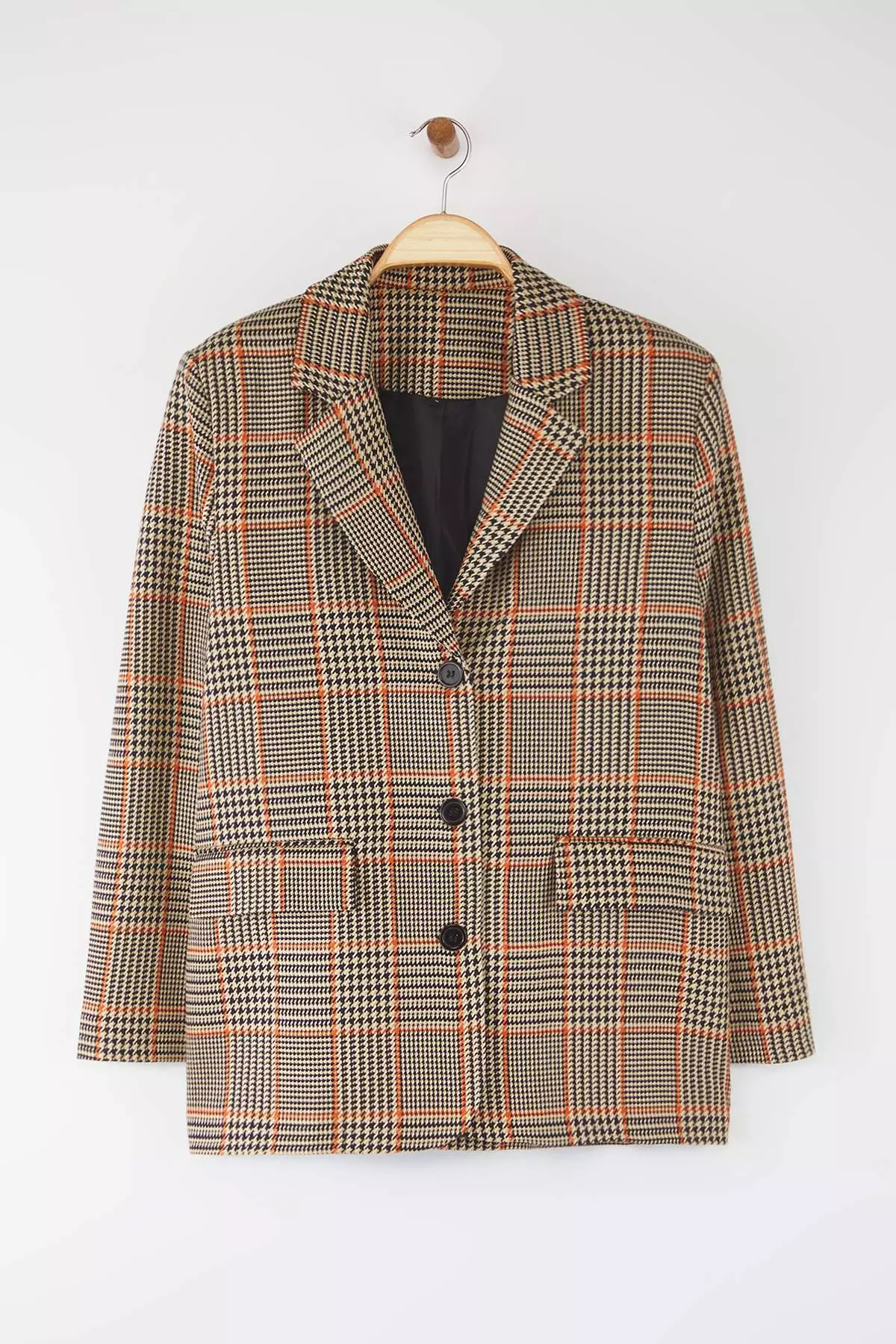 Brown Plaid Blazer Jacket Twoaw26Bc00006