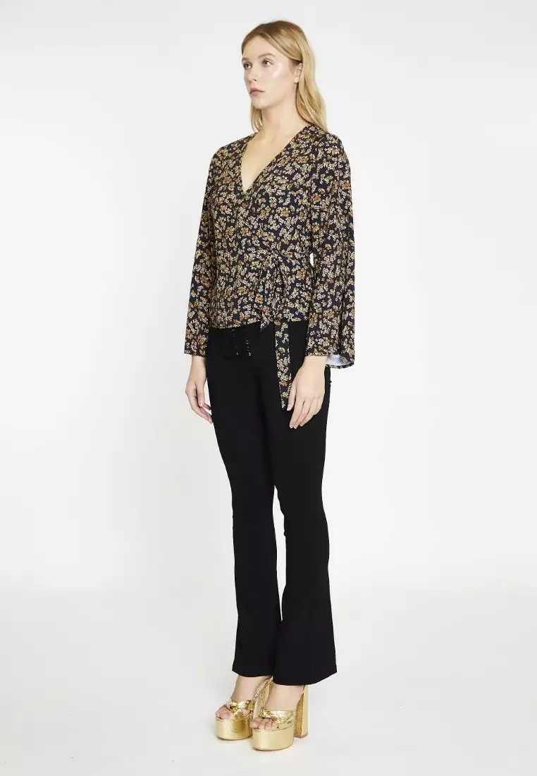 Low Rise Lace Up Flared Trousers