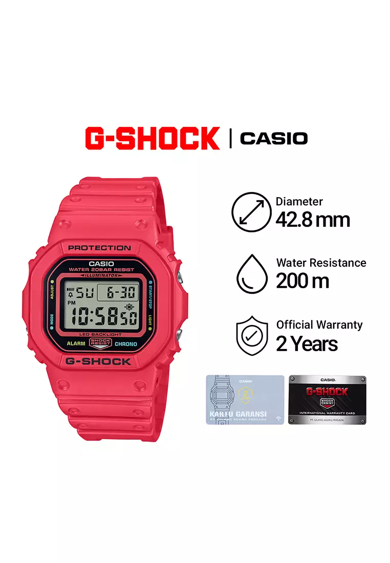 Casio G-Shock DW-5600EP-4D Red Resin Band - Jam Tangan Digital Pria
